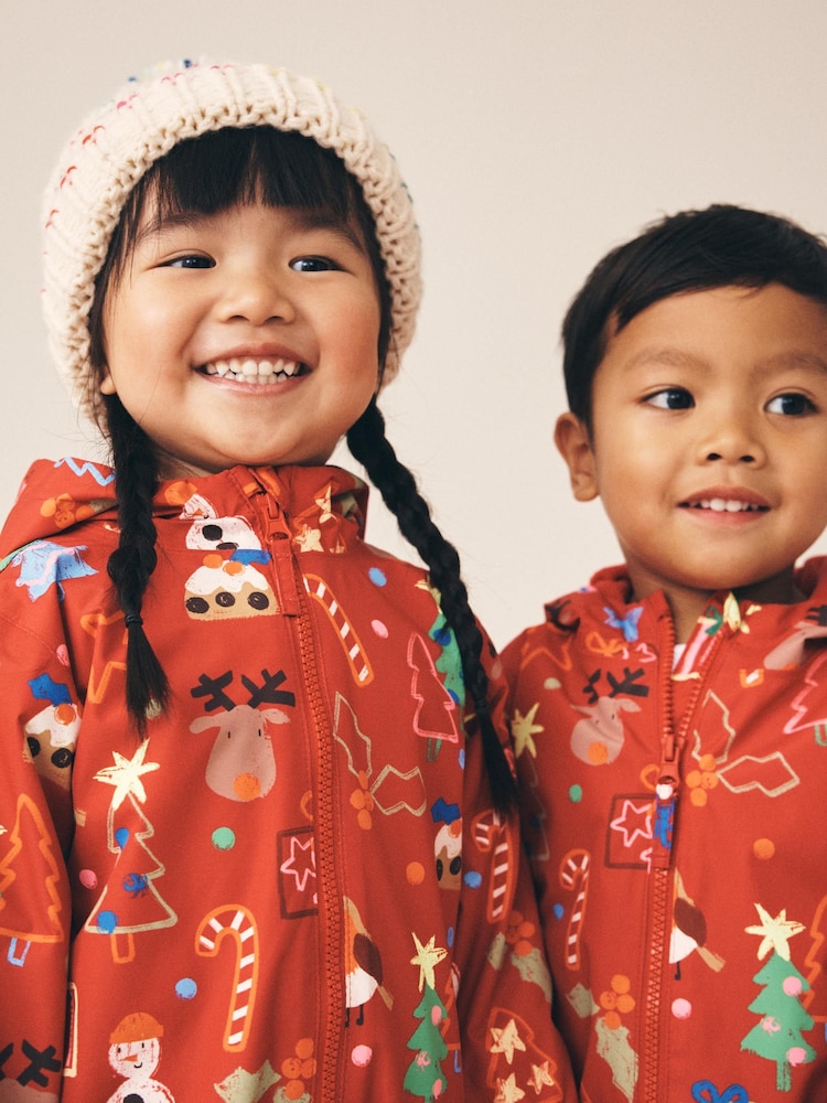 Red Christmas Waterproof Printed Puddlesuit (9mths-7yrs) - Image 4 of 4 Red Christmas Waterproof Printed Puddlesuit (9mths-7yrs) - Image 4 of 4