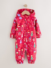 Red Christmas Waterproof Printed Puddlesuit (9mths-7yrs) - Image 5 of 9