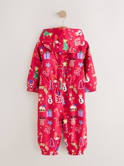 Red Christmas Waterproof Printed Puddlesuit (9mths-7yrs) - Image 6 of 9