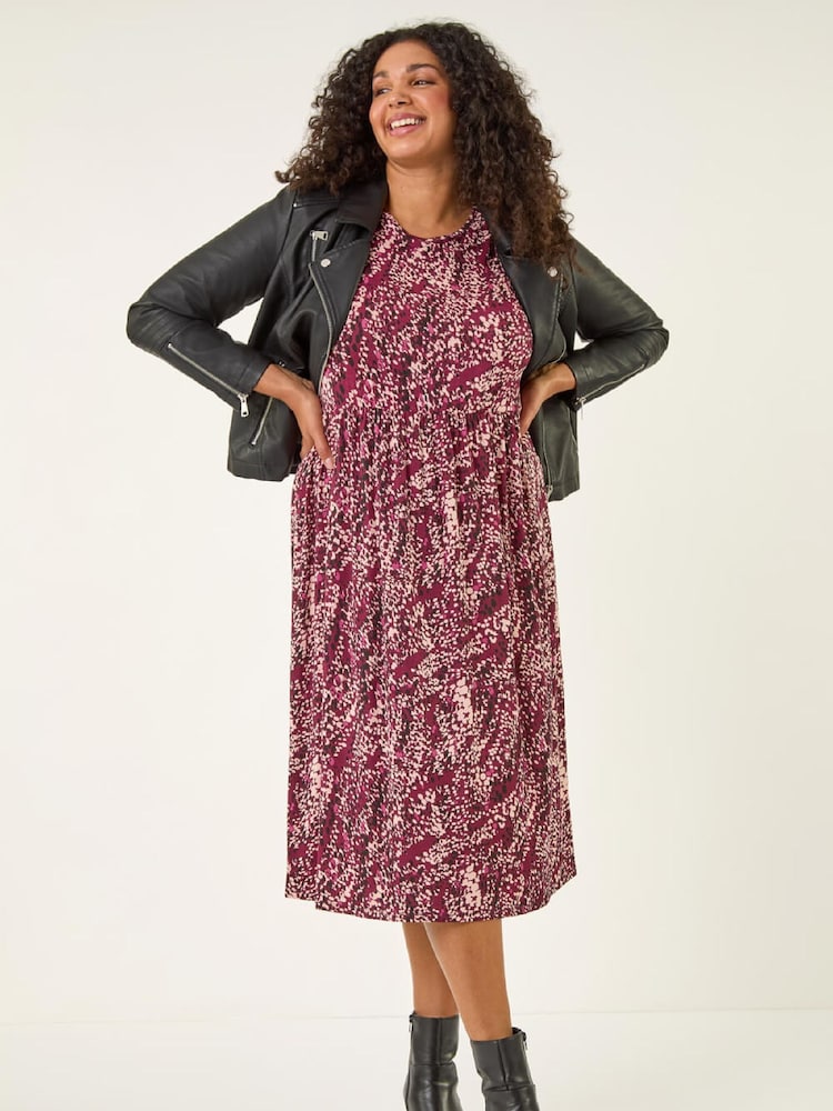 Roman Red Curve Spot Print Stretch Dress - Image 1 of 5 Roman Red Curve Spot Print Stretch Dress - Image 1 of 5