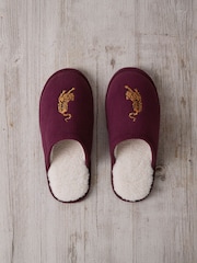 Chelsea Peers Red Corduroy Embroidered Tiger Mule Slippers - Image 2 of 5