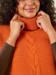 Roman Dark Brown Curve High Neck Tabard Knit Jumper - Image 5 of 5
