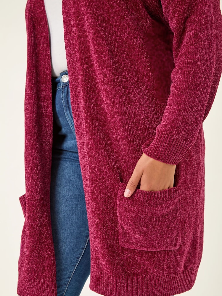 Roman Red Curve Textured Chennile Knit Cardigan - Image 5 of 5 Roman Red Curve Textured Chennile Knit Cardigan - Image 5 of 5