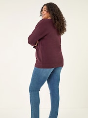 Roman Purple Curve Stitch V-Neck Knit Jumper - Image 4 of 6