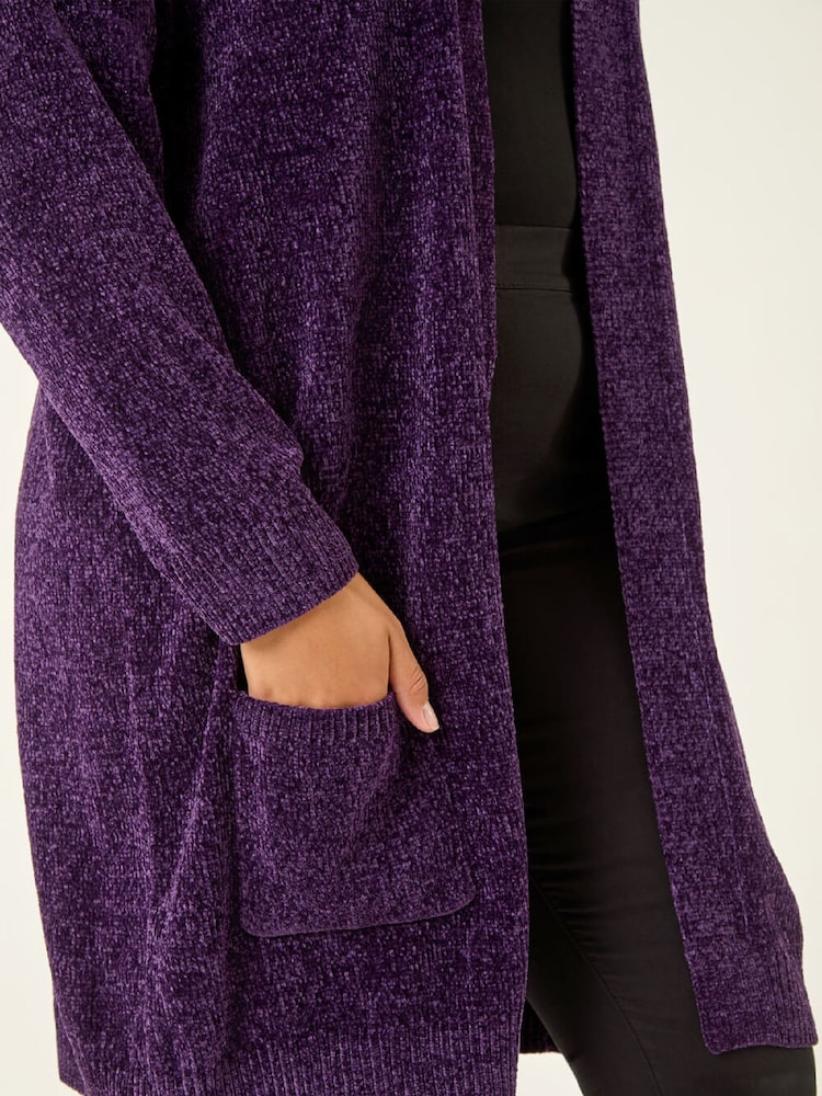 Roman Purple Curve Textured Chennile Knit Cardigan - Image 5 of 5 Roman Purple Curve Textured Chennile Knit Cardigan - Image 5 of 5