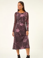 Roman Petite Abstract Mesh Stretch Midi Dress - Imagen 3 de 5