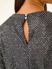 Roman Metallic Petite Sequin Flute Sleeve Blouse - Image 5 of 5