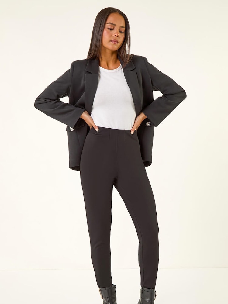 Roman Black Petite Essential Stretch Shaped Leggings - Image 2 of 5 Roman Black Petite Essential Stretch Shaped Leggings - Image 2 of 5