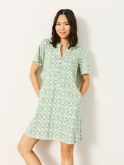 FatFace Maggie Ivory Fan Geo Petite Jersey Dress - Image 4 of 6