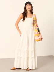 FatFace Clara Ivory Petite Dobby Midi Dress - Image 1 of 6