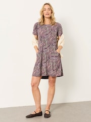 FatFace Simone Purple Paisley Petite Jersey Dress - Image 1 of 6