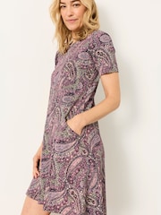 FatFace Simone Purple Paisley Petite Jersey Dress - Image 2 of 6