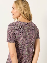 FatFace Simone Purple Paisley Petite Jersey Dress - Image 4 of 6