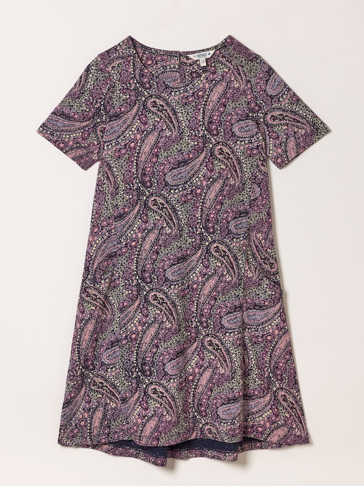 FatFace Simone Purple Paisley Petite Jersey Dress - Image 6 of 6