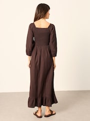 FatFace Adele Chocolate Brown Petite Midi Dress - Image 2 of 6