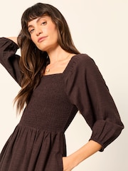 FatFace Adele Chocolate Brown Petite Midi Dress - Image 4 of 6