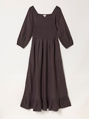 FatFace Adele Chocolate Brown Petite Midi Dress - Image 6 of 6