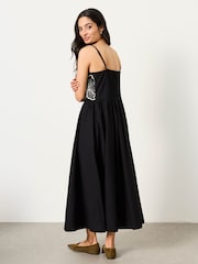 FatFace Hazel Black Petite Embroidered Midi Dress - Image 2 of 5