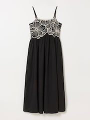 FatFace Hazel Black Petite Embroidered Midi Dress - Image 5 of 5