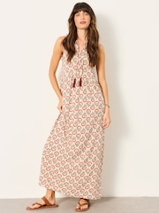 FatFace Elsa Ivory Woodblock Petite Jersey Maxi Dress - Image 1 of 5