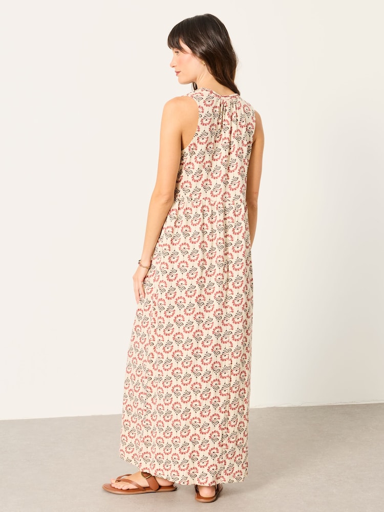 FatFace Elsa Ivory Woodblock Petite Jersey Maxi Dress - Image 2 of 5