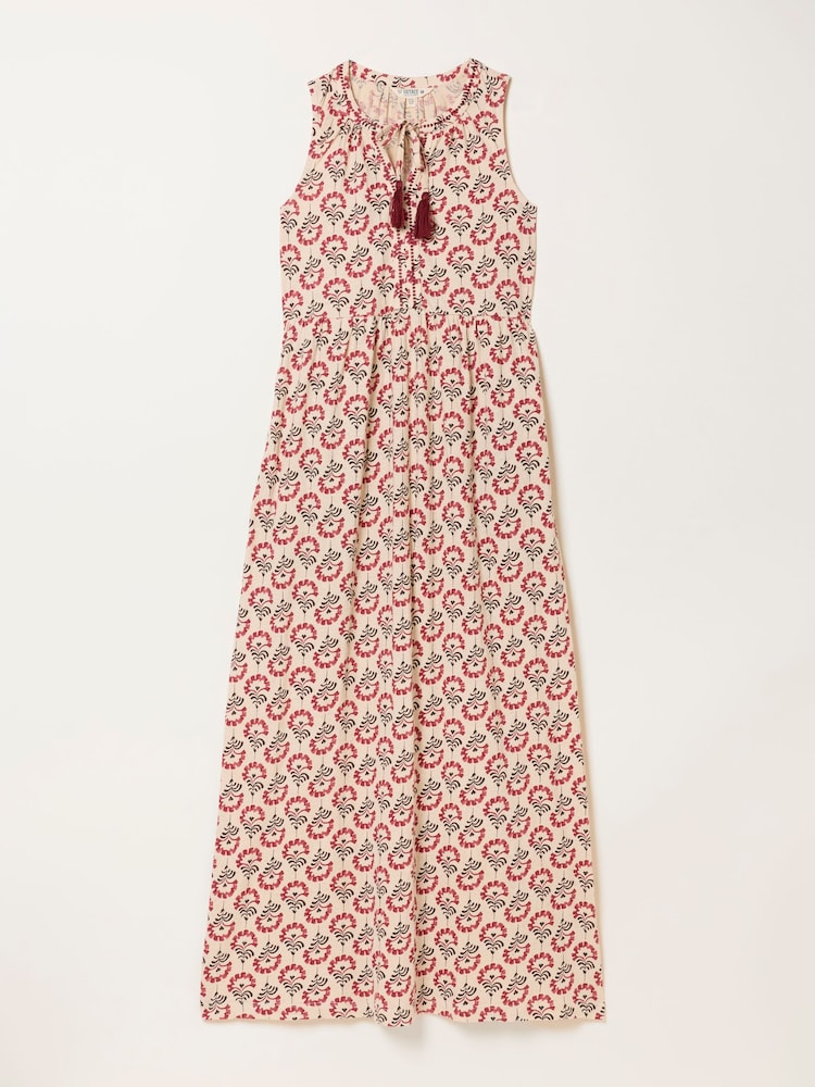 FatFace Elsa Ivory Woodblock Petite Jersey Maxi Dress - Image 5 of 5