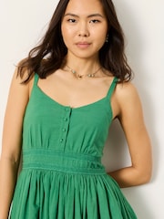 FatFace Teri Green Petite Embroidered Midi Dress - Image 4 of 6