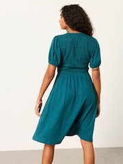 FatFace Nora Teal Blue Petite Jersey Dress - Image 2 of 5