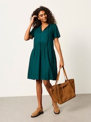 FatFace Immy Teal Blue Petite Linen Dress - Image 1 of 5