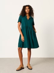 FatFace Immy Teal Blue Petite Linen Dress - Image 4 of 5