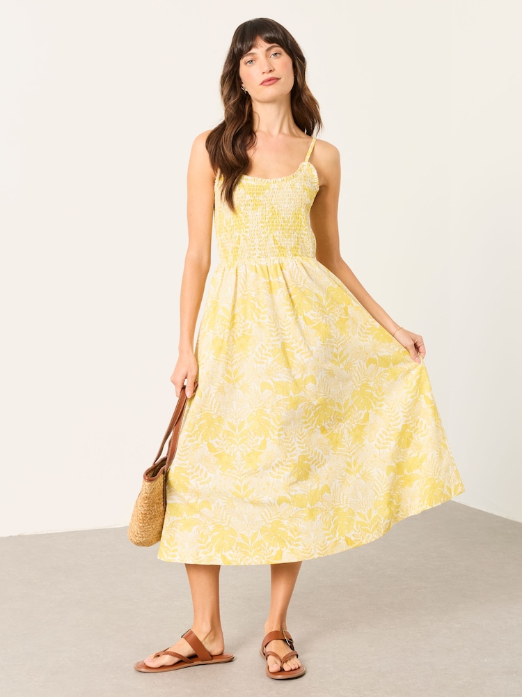Yellow Stitch Leaves - FatFace Midi Dresses - 圖片 1/5