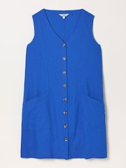 FatFace Jena Cobalt Blue Petite Linen Dress - Image 1 of 1
