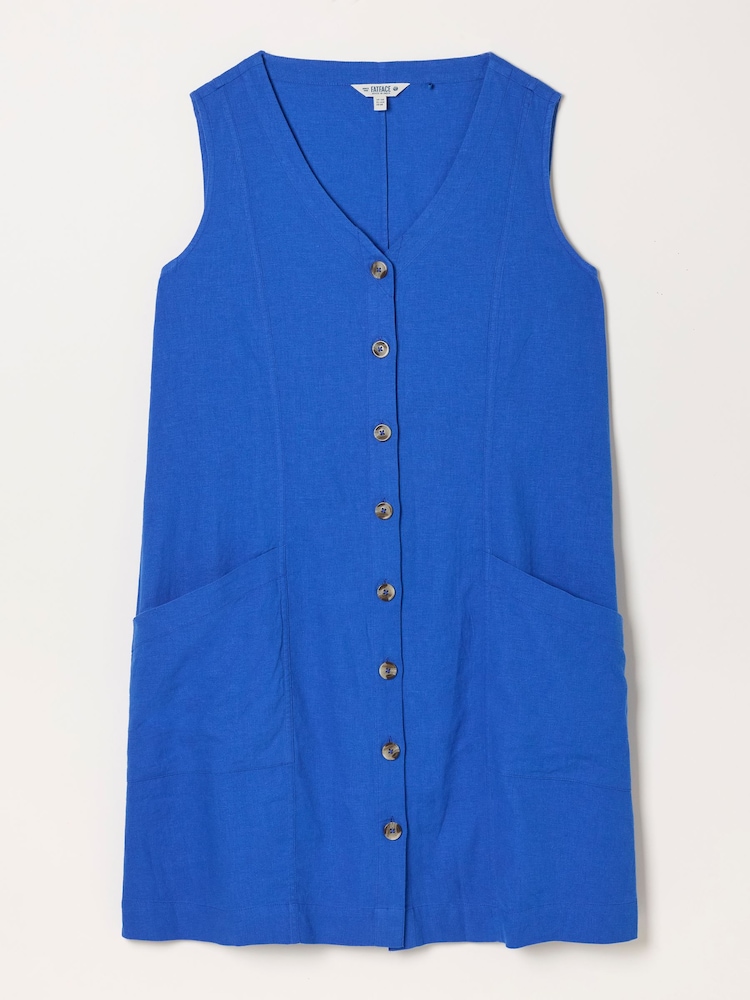 FatFace Jena Cobalt Blue Petite Linen Dress - Image 1 of 1