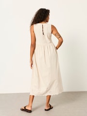 FatFace Analisa Natural Petite Embroidered Midi Dress - Image 2 of 5