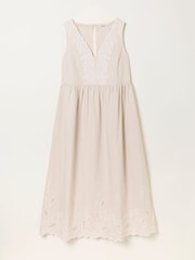 FatFace Analisa Natural Petite Embroidered Midi Dress - Image 5 of 5
