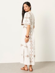FatFace Solene Ivory Petite Embroidered Midi Dress - Image 2 of 7