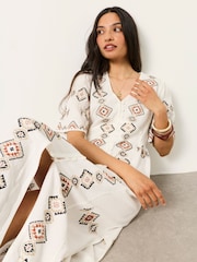 FatFace Solene Ivory Petite Embroidered Midi Dress - Image 5 of 7