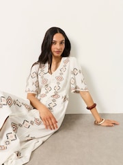 FatFace Solene Ivory Petite Embroidered Midi Dress - Image 6 of 7