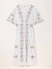 FatFace Solene Ivory Petite Embroidered Midi Dress - Image 7 of 7