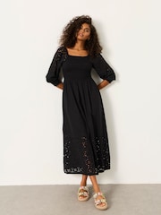 FatFace Adele Black Petite Midi Dress - Image 1 of 6