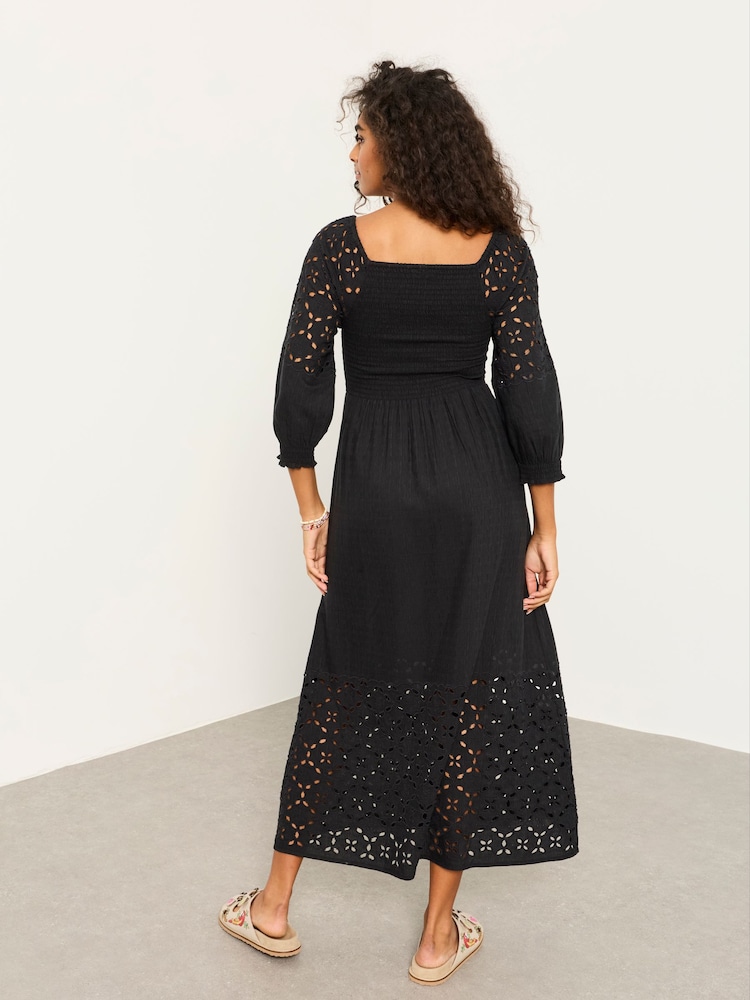 FatFace Adele Black Petite Midi Dress - Image 2 of 6