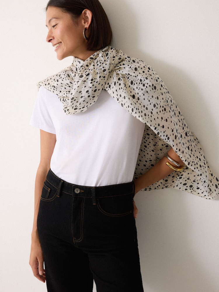 Jigsaw Cream Polka Dot Silk Scarf - Image 2 of 4 Jigsaw Cream Polka Dot Silk Scarf - Image 2 of 4