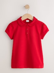 Red Girls Cotton Stretch Frill Collar School Polo Tops 2 Pack (3-16yrs) - Image 2 of 6