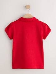 Red Girls Cotton Stretch Frill Collar School Polo Tops 2 Pack (3-16yrs) - Image 4 of 6