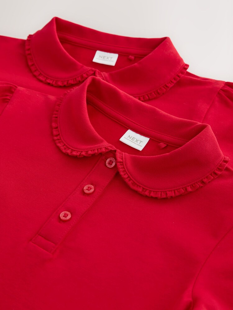 Red Girls Cotton Stretch Frill Collar School Polo Tops 2 Pack (3-16yrs) - Image 6 of 6 Red Girls Cotton Stretch Frill Collar School Polo Tops 2 Pack (3-16yrs) - Image 6 of 6