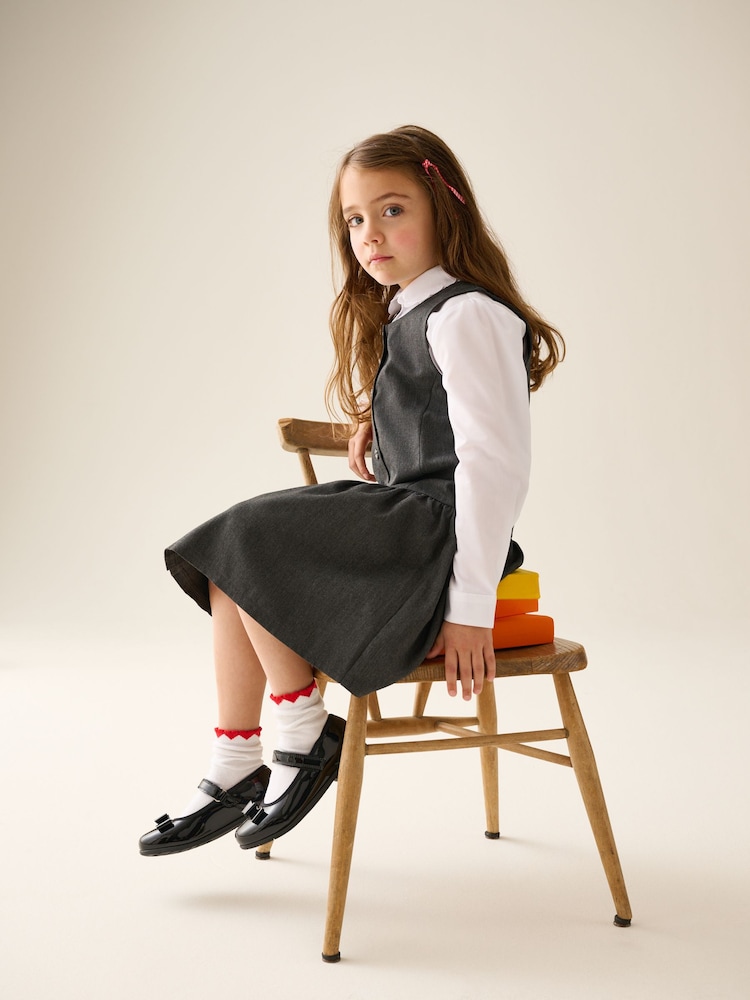 Grey Drop Waist Pinafore School Dress (3-14yrs) - Image 2 of 9 Grey Drop Waist Pinafore School Dress (3-14yrs) - Image 2 of 9
