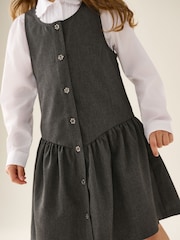 Grey Drop Waist Pinafore School Dress (3-14yrs) - Image 5 of 9