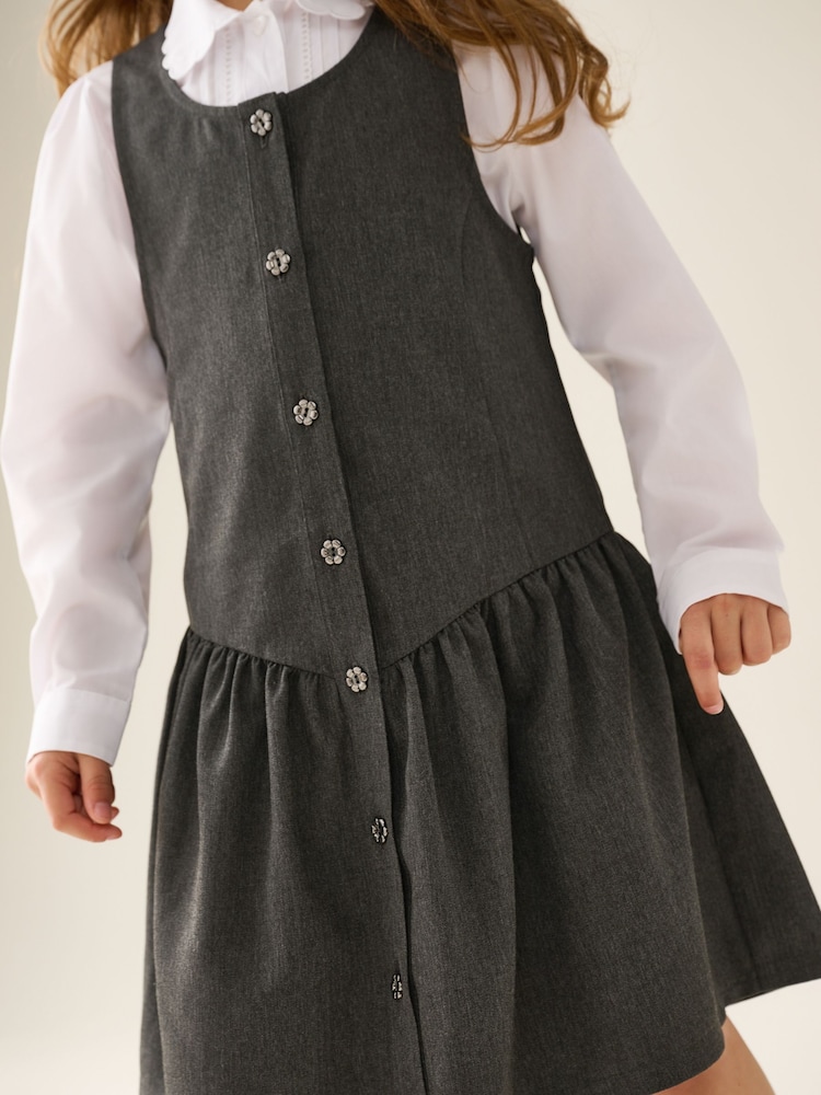 drop waist pinafore dress Everlane The Pinafore Dress 4 Brown Drop Waist Sleeveless Side Pockets Midi