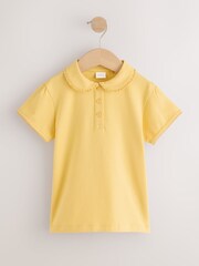 Yellow Girls Cotton Stretch Frill Collar School Polo Tops 2 Pack (3-16yrs) - Image 2 of 7