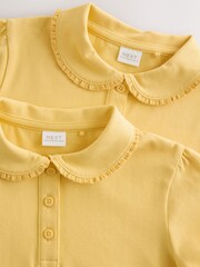 Yellow Girls Cotton Stretch Frill Collar School Polo Tops 2 Pack (3-16yrs) - Image 5 of 7